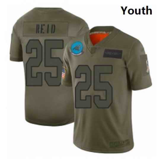 Youth Carolina Panthers 25 Eric Reid Limited Camo 2019 Salute to Service Football Jersey